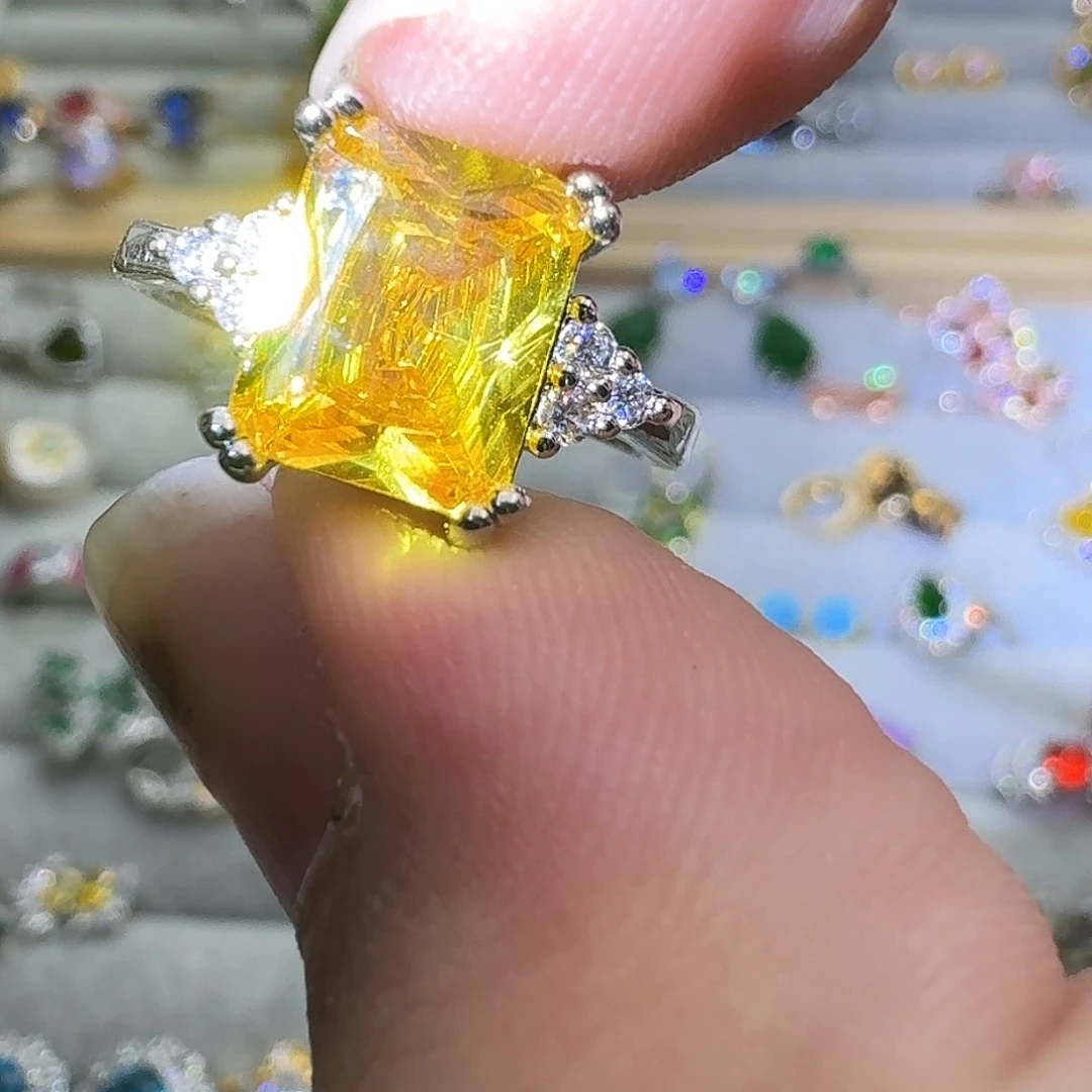 绿水晶戒指银S925镶嵌