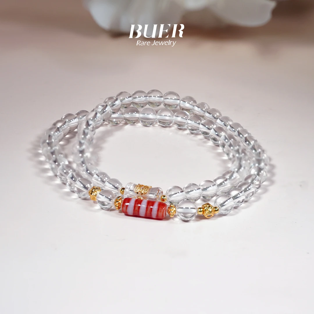 【不二】白水晶DIY珠珠双圈手串5mm