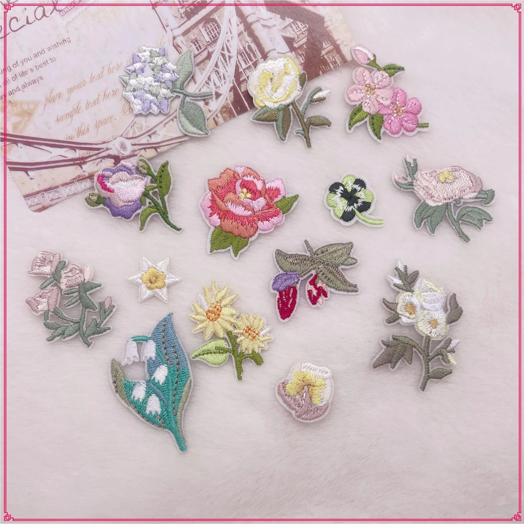 小号玫瑰花朵衣服diy电脑绣花章服装辅料现货熨烫