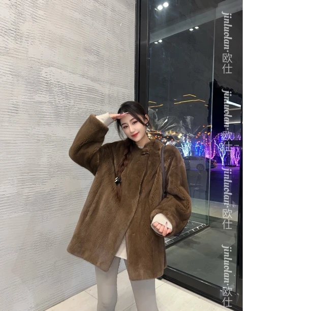 JINLUOLAN-欧仕"月色"设计师冬季款冬季貂皮上衣-2190XJ