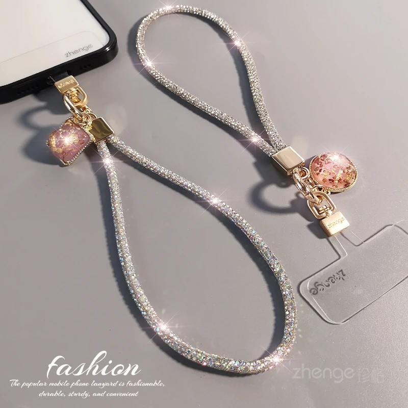 金箔宝石吊坠满钻手腕挂饰挂件短款户外旅游出行防丢手机挂链