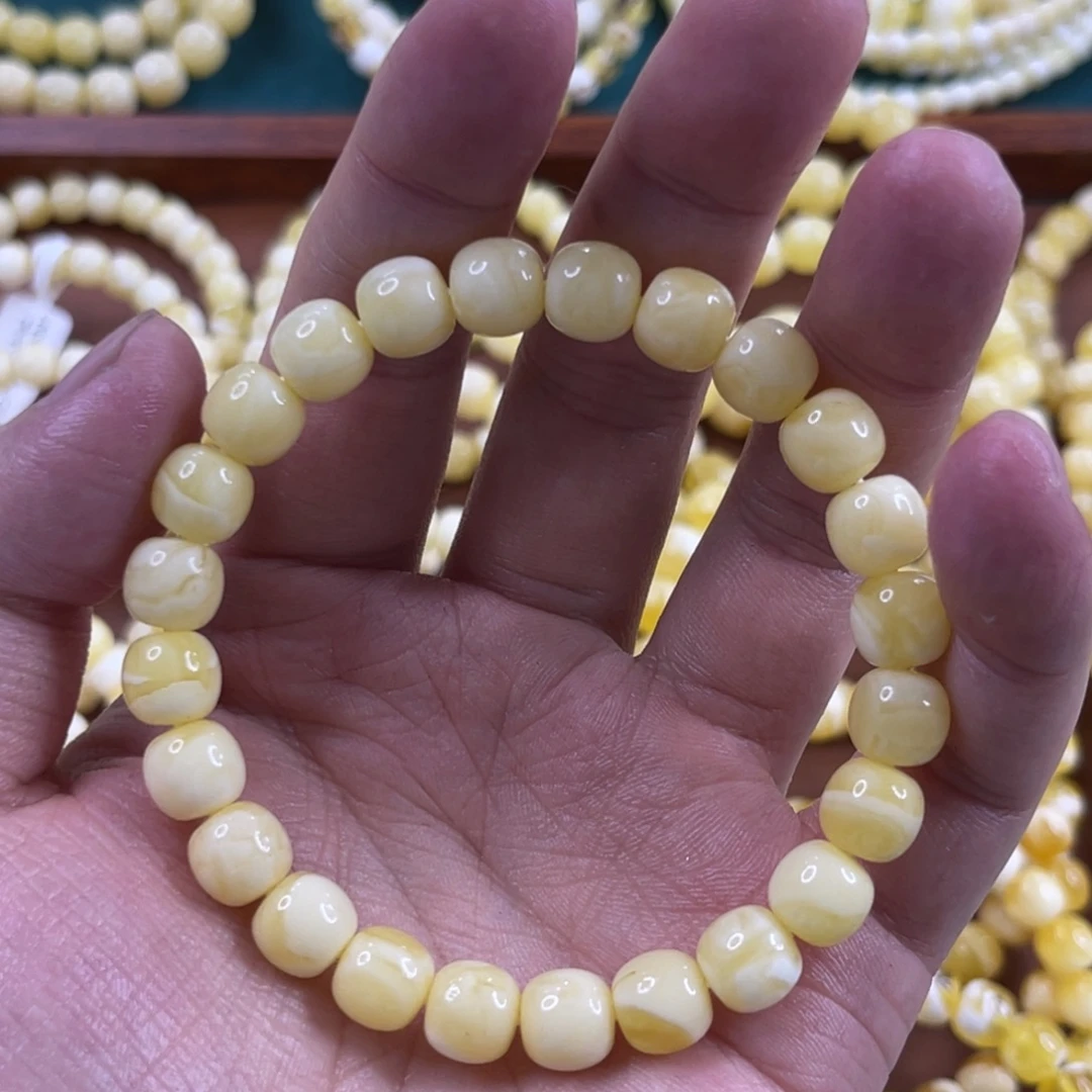 蜜蜡未镶嵌珠宝奇石9mm浓腊白花