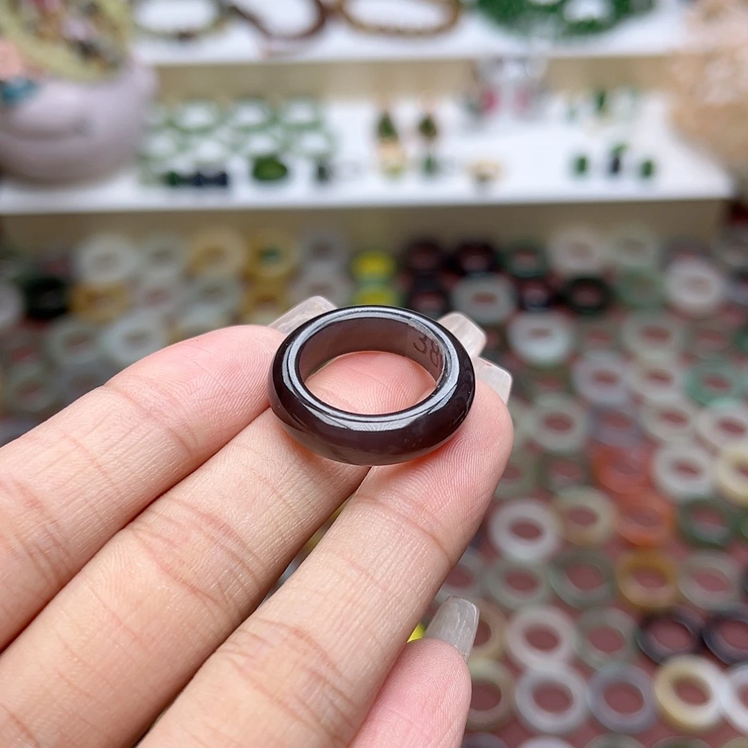 和田玉戒指未镶嵌16.2内径 浓紫