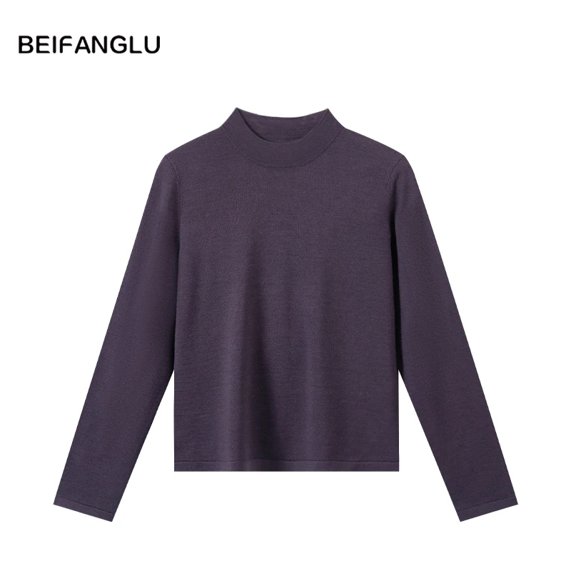 北方鹿 【73%绵羊毛27%桑蚕丝】气质半高领云朵肤感针织衫女251524