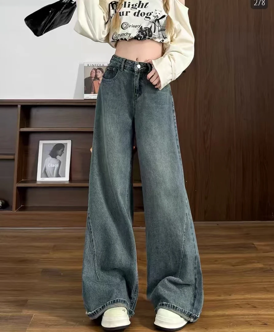 小新【小】【孤品】2025显瘦高腰百搭烟管阔腿裤