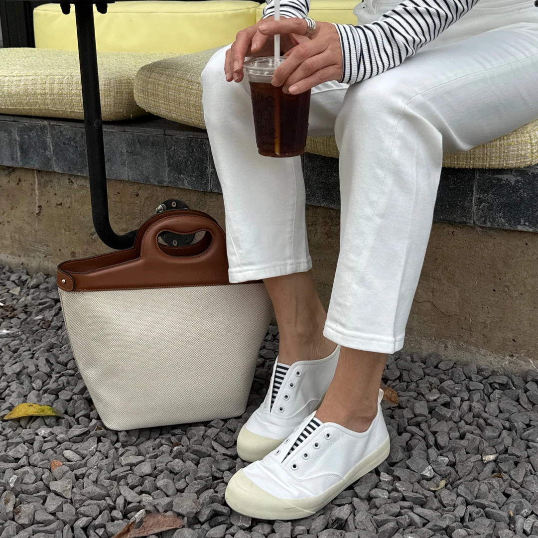 Rockfish【明星同款】英国719不怕湿一脚蹬懒人帆布鞋推荐小白鞋