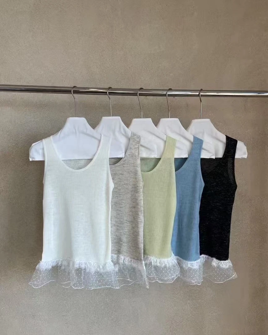 十三行TB-夏季福秒U领蕾丝拼接背心#22202