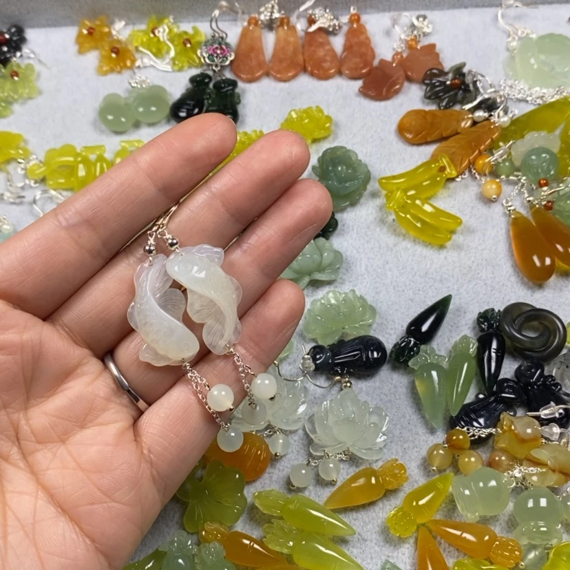【闪购商品】蛇纹石玉挂件耳饰耳环项链未镶嵌