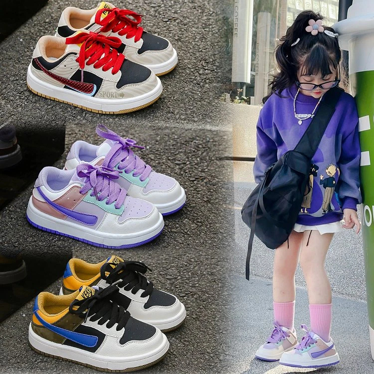 儿童防滑板鞋25春季女童时尚潮流中大童运动鞋男童透气休闲软底鞋