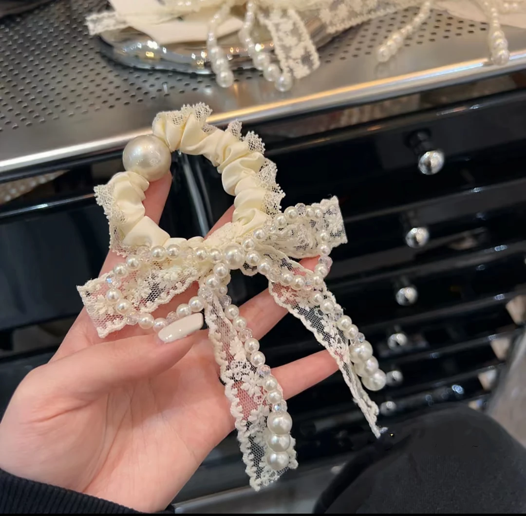 超美蕾丝蝴蝶结发绳