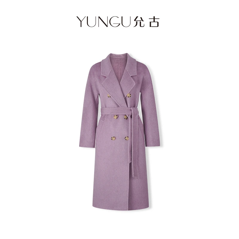 YUNGU/允古心动大衣经典801双排扣桑蚕丝羊毛双面手工定制大衣