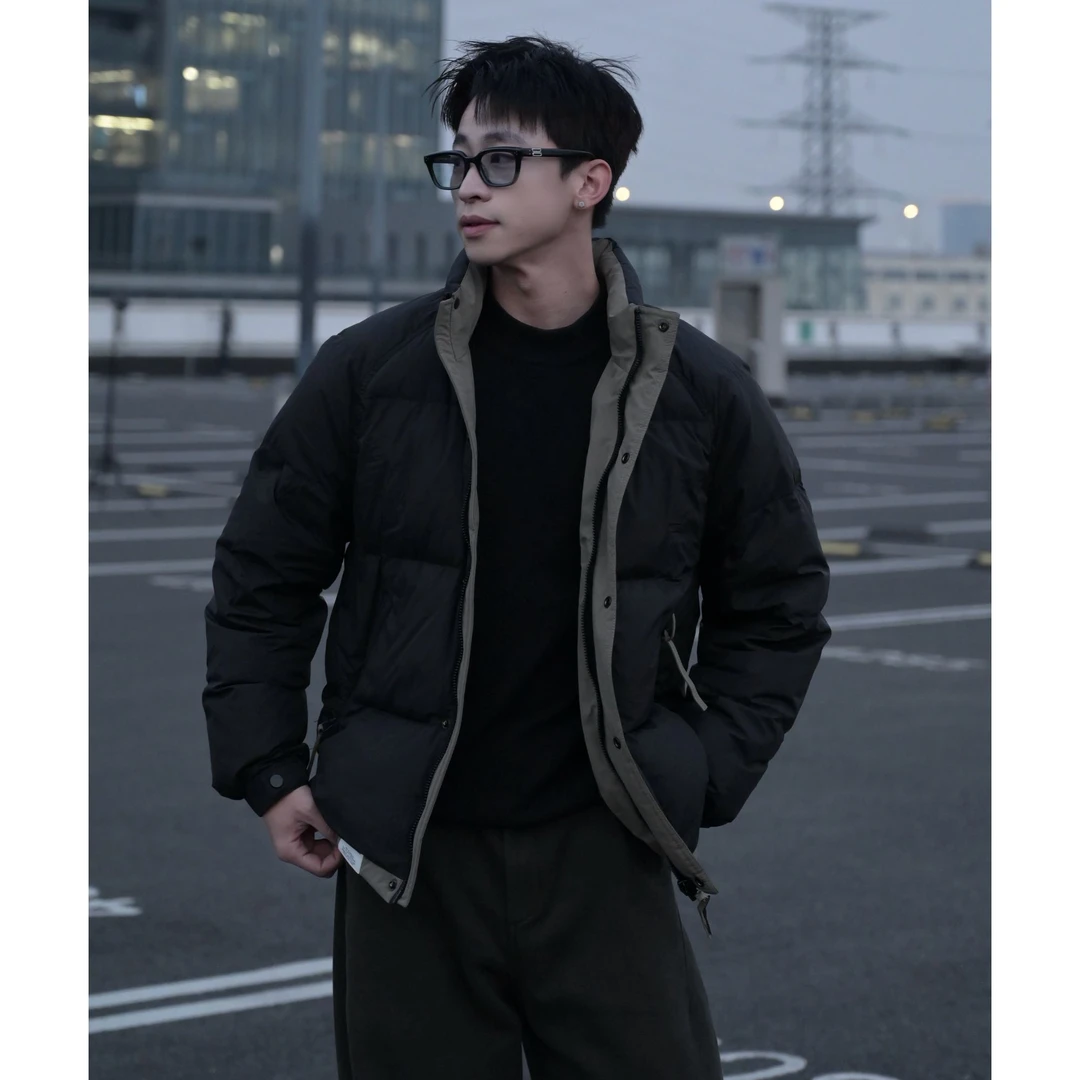 IJT studio冬季简约90%白鸭绒立领羽绒夹克宽松外套22178