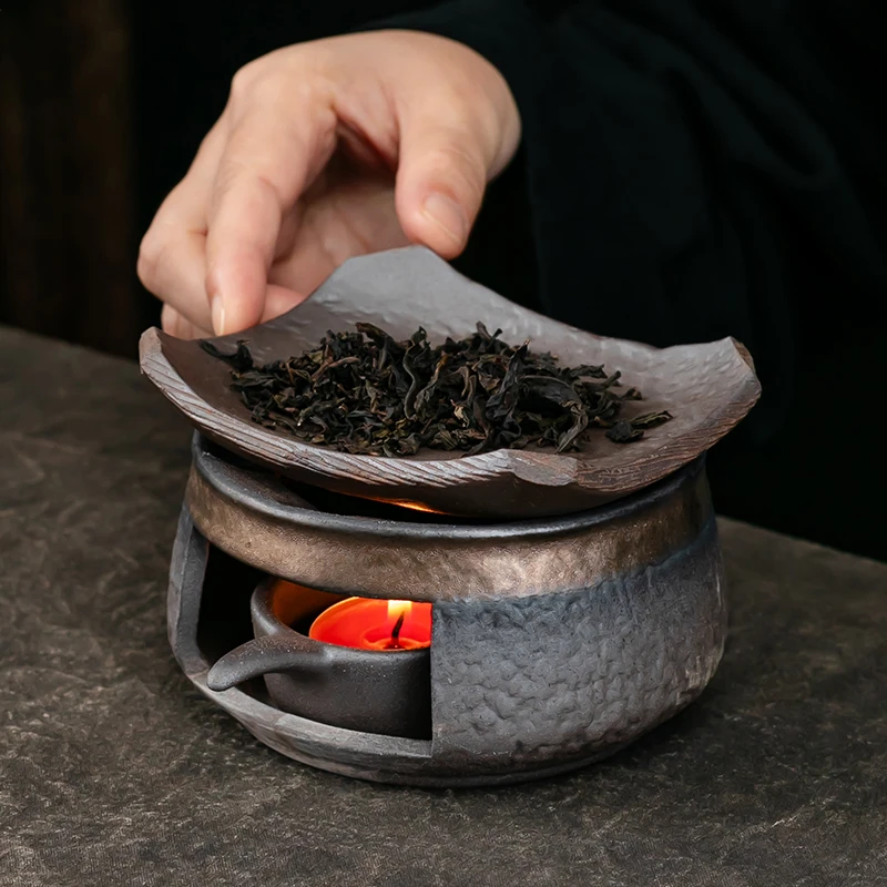 复古粗陶蜡烛加热烤茶炉陶瓷茶叶提香器焙茶炉醒茶功夫茶具零配件