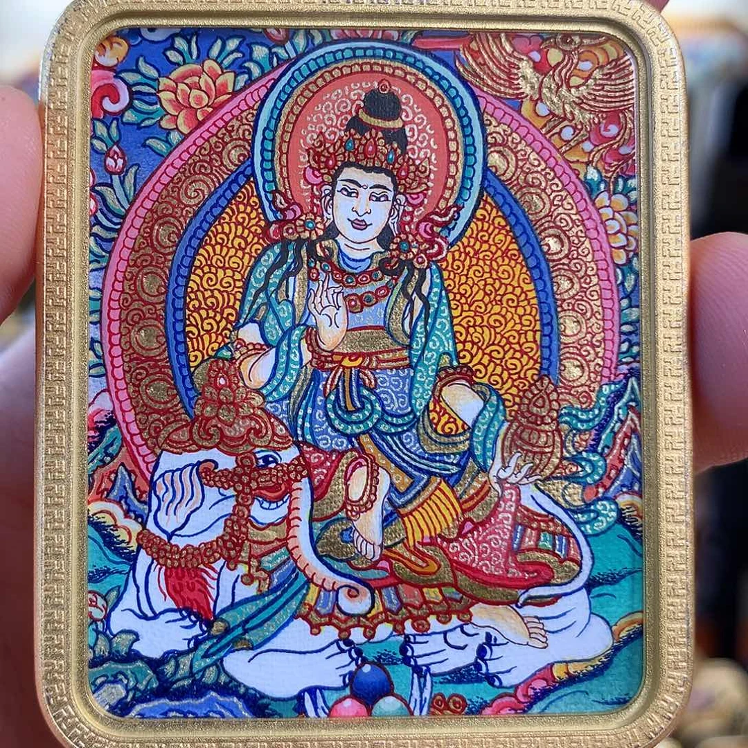 吊坠热贡纯手绘唐卡普贤