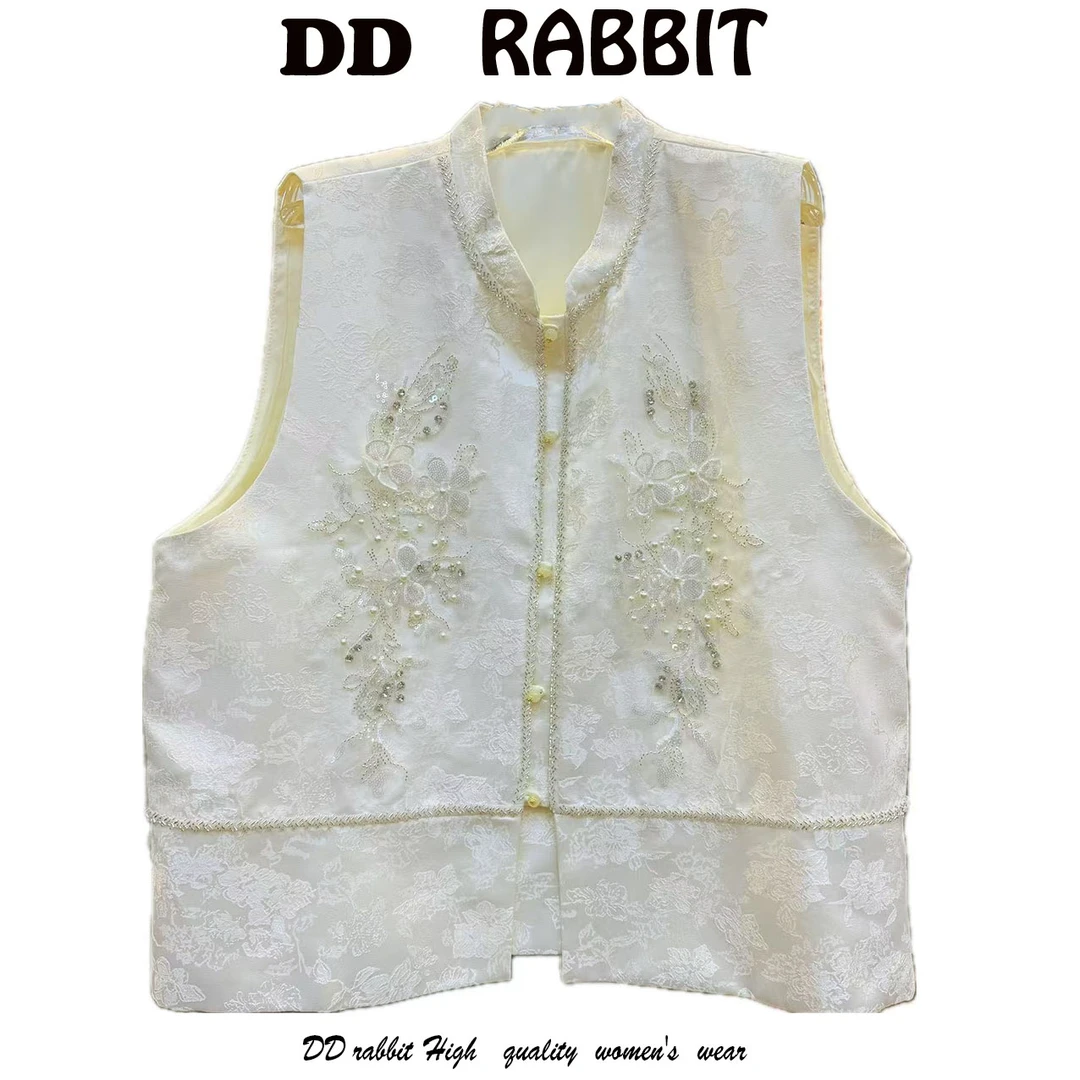 朵朵兔【云锦天衣】重工国风马夹蕾丝刺绣设计师百搭中式提花气质