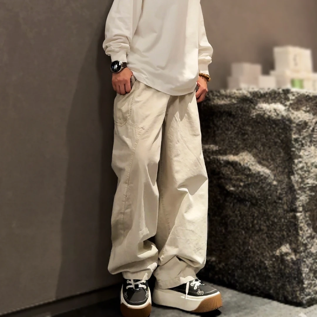 男装秋季爆款2025新款高街宽松日系工装弯刀裤男女同款百搭休闲裤