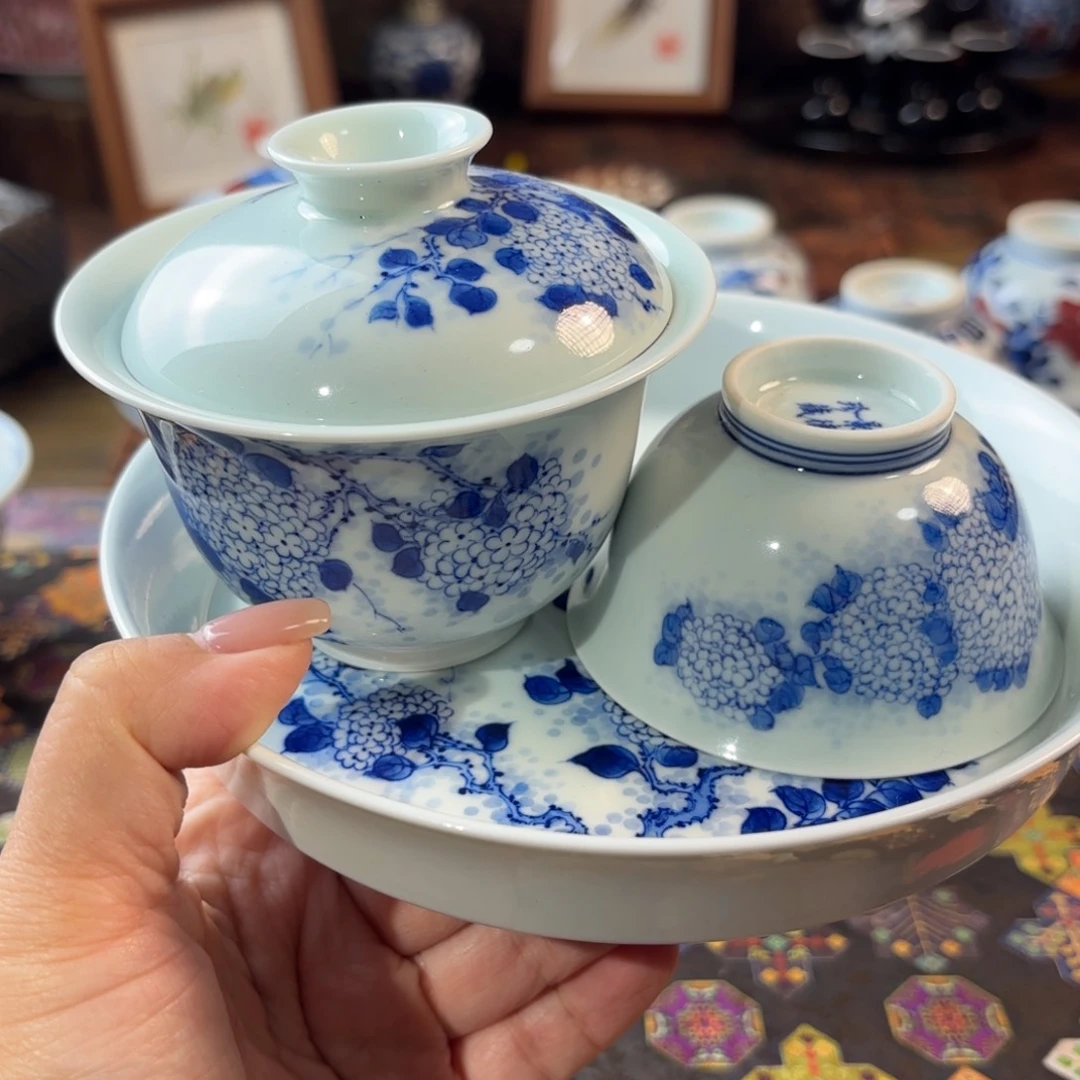 瓷年末清仓青花手绘杯杯