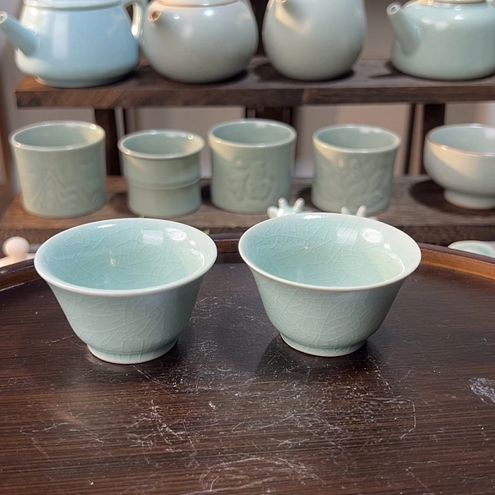 精品小客杯 卵青 开片