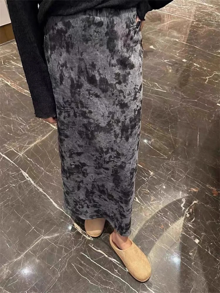 法式高级感印花半身裙高腰显瘦长裙