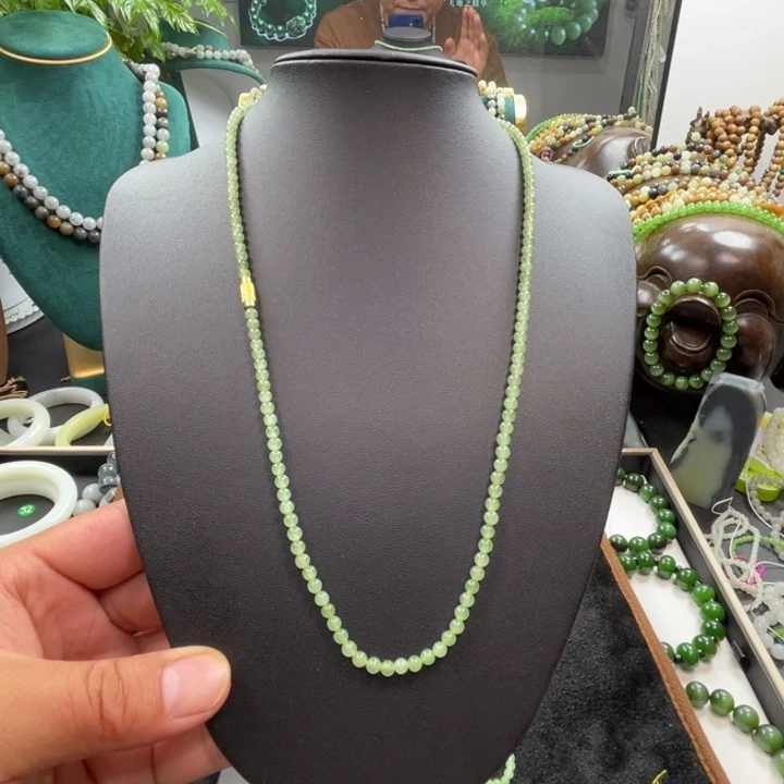 手链未镶嵌和田玉碧玉浅浅苹果绿卡4链