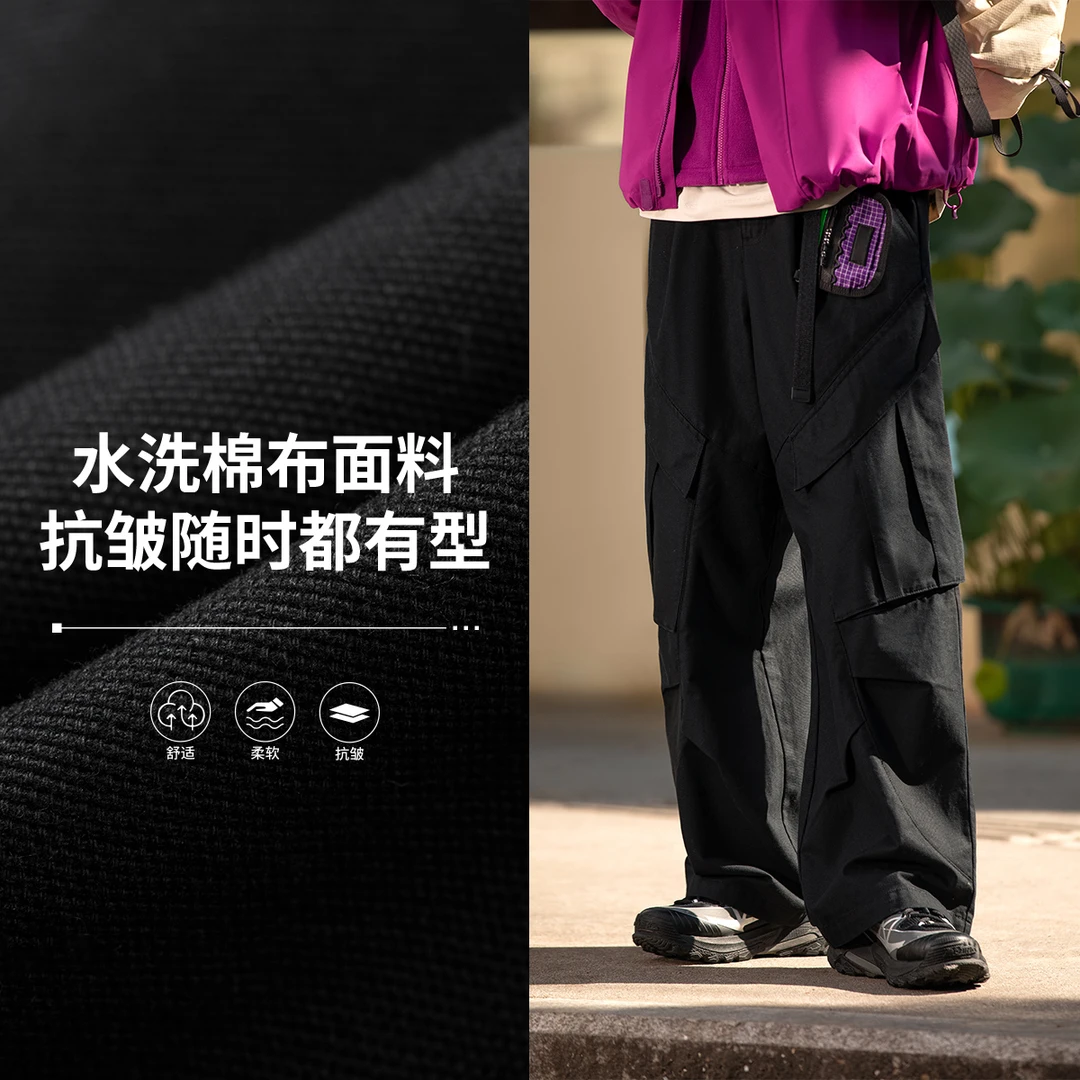 L李宁户外CF溯｜休闲长裤男子松弛休闲直筒宽松舒适运动裤AKXV321