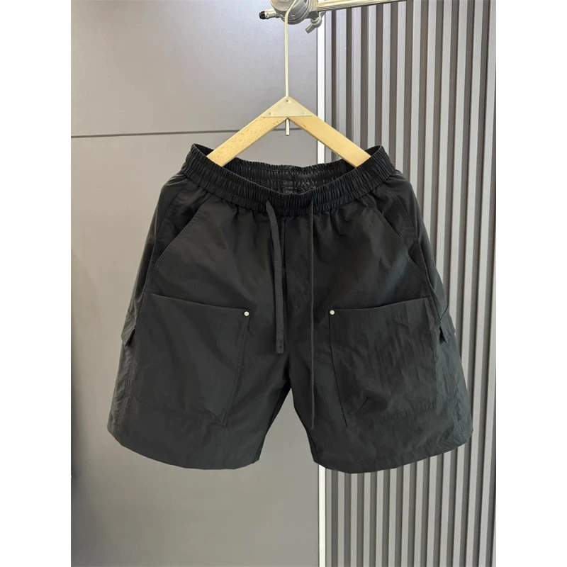 夏季新款工装纯色多口袋设计感短裤青年户外休闲薄款直筒五分裤潮