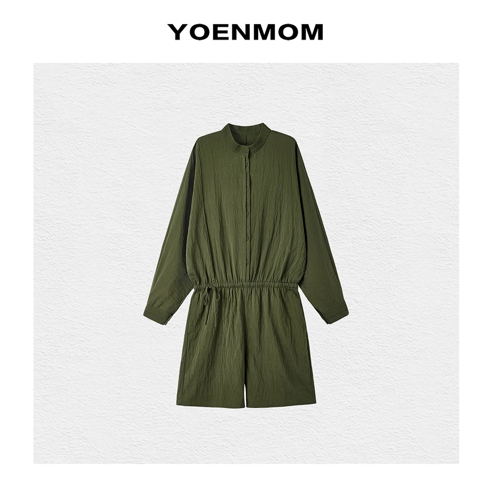 YOENMOM·风野情愫·夏季新品 进口色织蚕丝纸感肌理文艺复古连体裤