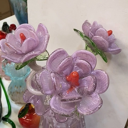 琉璃高度45厘米夜光琉璃牡丹花