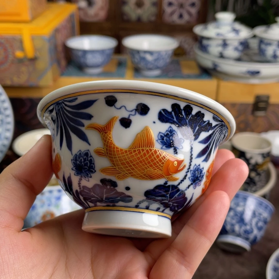 L***F11景德镇青花鱼藻矾红