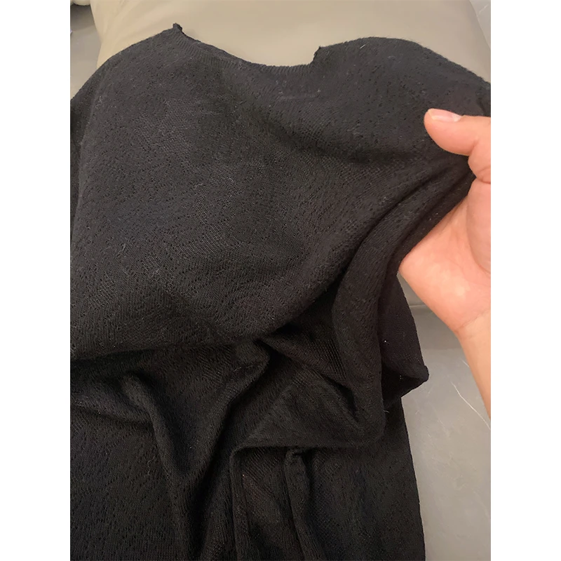 镂空蕾丝长袖羊毛混纺打底衫女春装新款设计感洋气圆领上衣-881