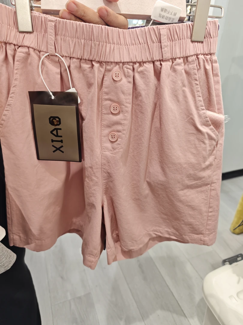 高腰夏季纯色短裤吸汗女短裤时尚梭织女士森系