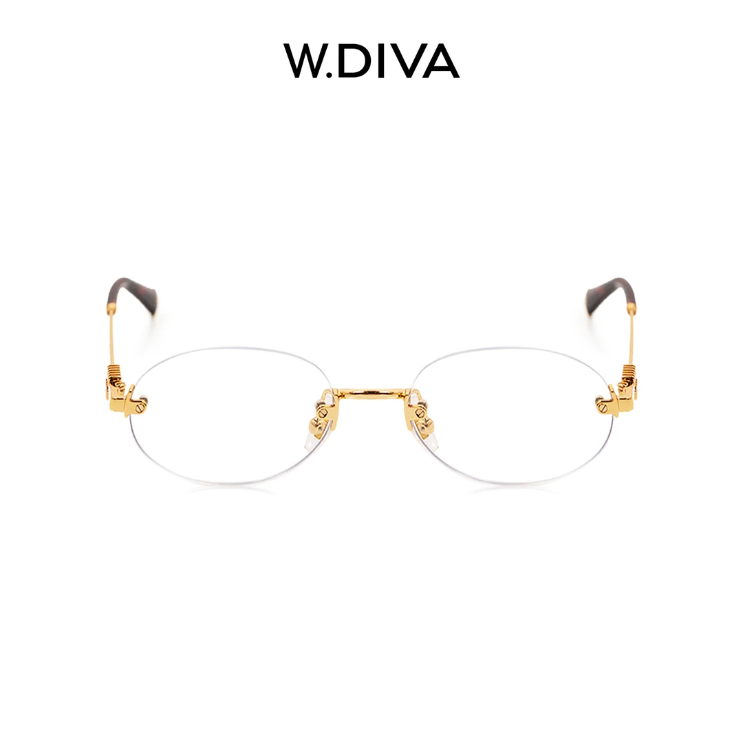 W.Diva【流光金羽】金丝无框高智感复古时尚椭圆眼镜百搭50M273015