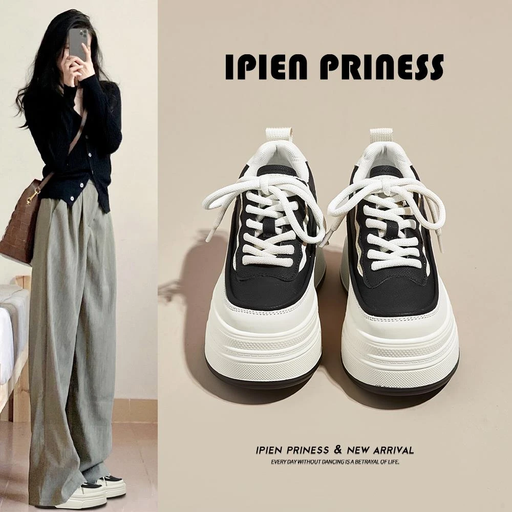 内增高板鞋女2025春秋新款小个子9cm休闲百搭松糕厚底显瘦小白鞋