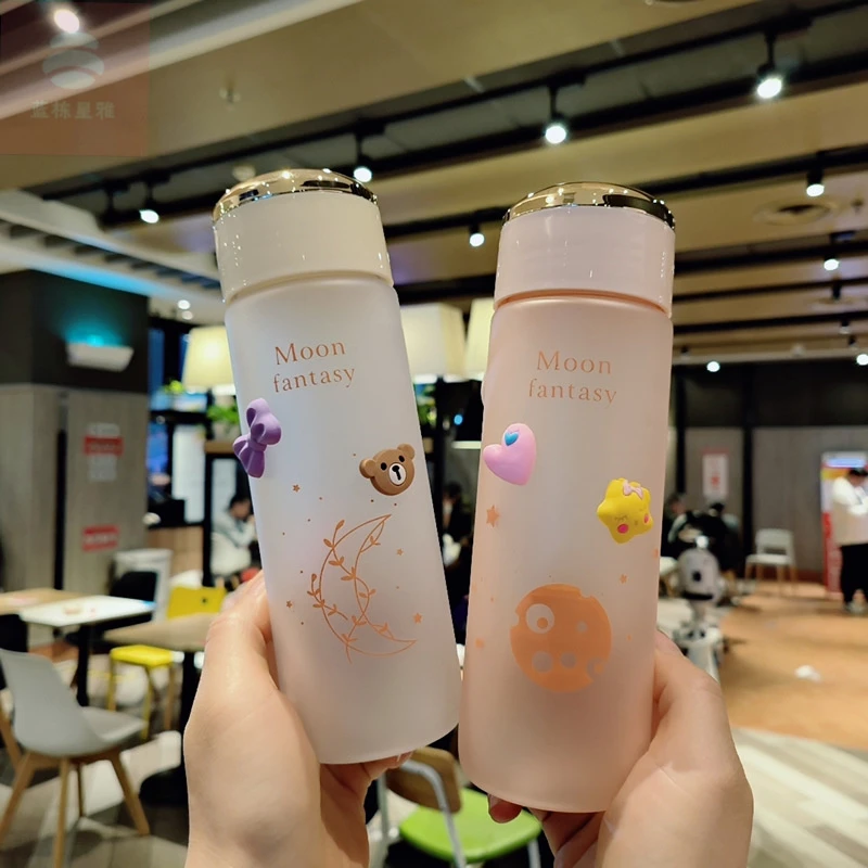 磨砂塑料杯水杯女夏季高颜值带茶隔简约防摔男女学生创意随手杯子