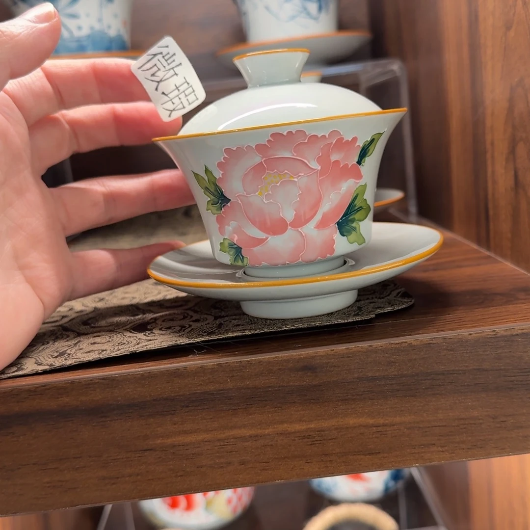 釉下手绘茶具微瑕