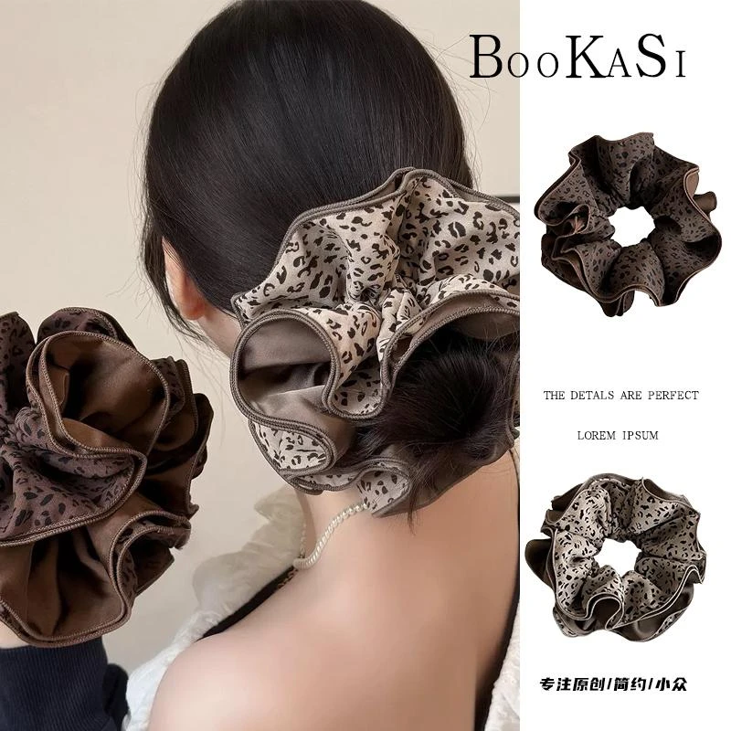 J「里沐」秋冬豹纹美拉德气质大肠发圈百搭简约发圈A-06