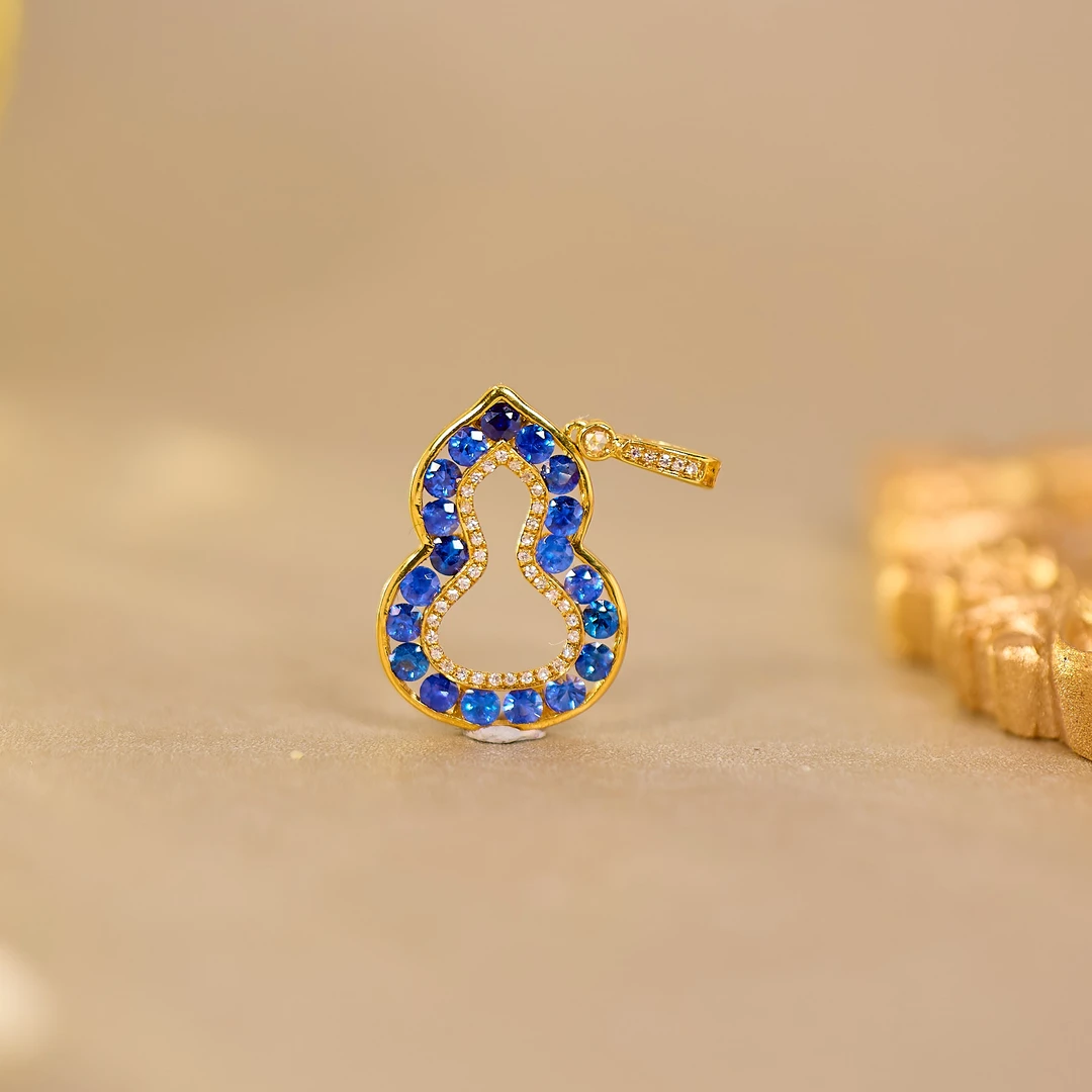 【歪歪】蓝宝石葫芦吊坠*18K金镶嵌（多样性发一）XB-S1494