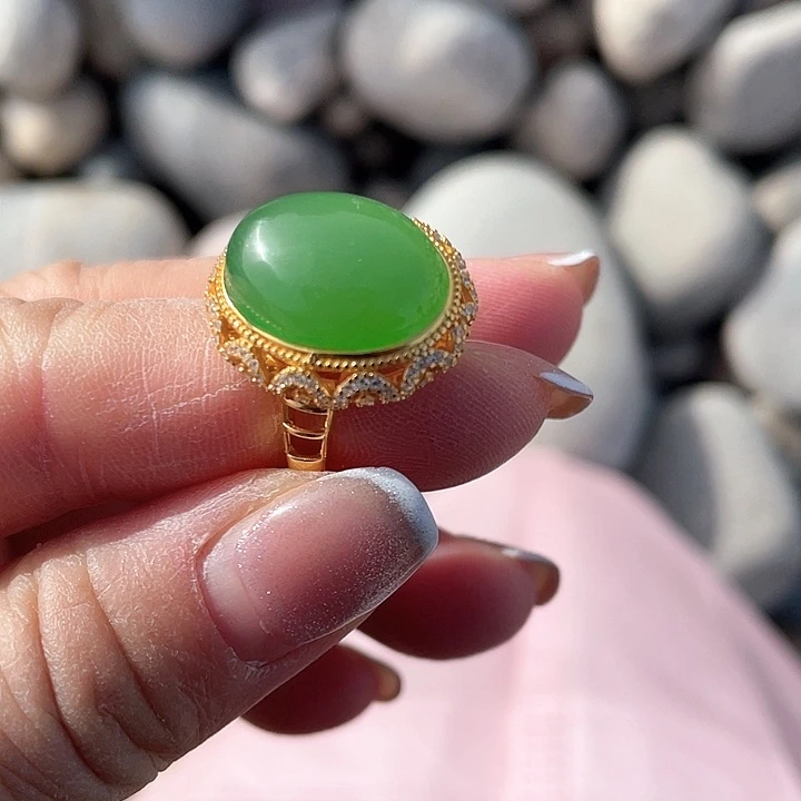 和田玉（碧玉）银S925镶嵌吊坠(不含链)