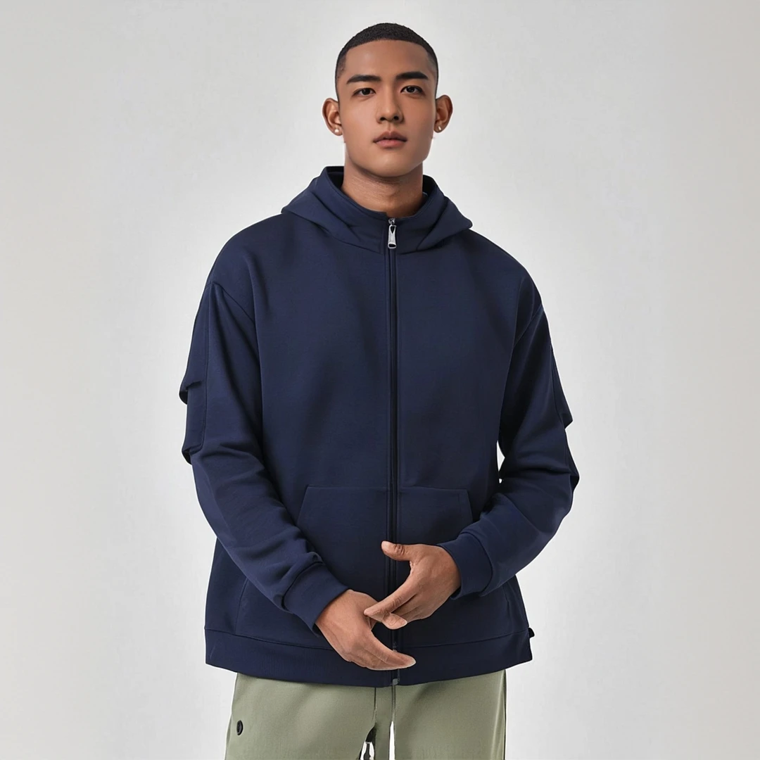 时尚潮流立领连帽卫衣休闲百搭户外宽松男女同款W