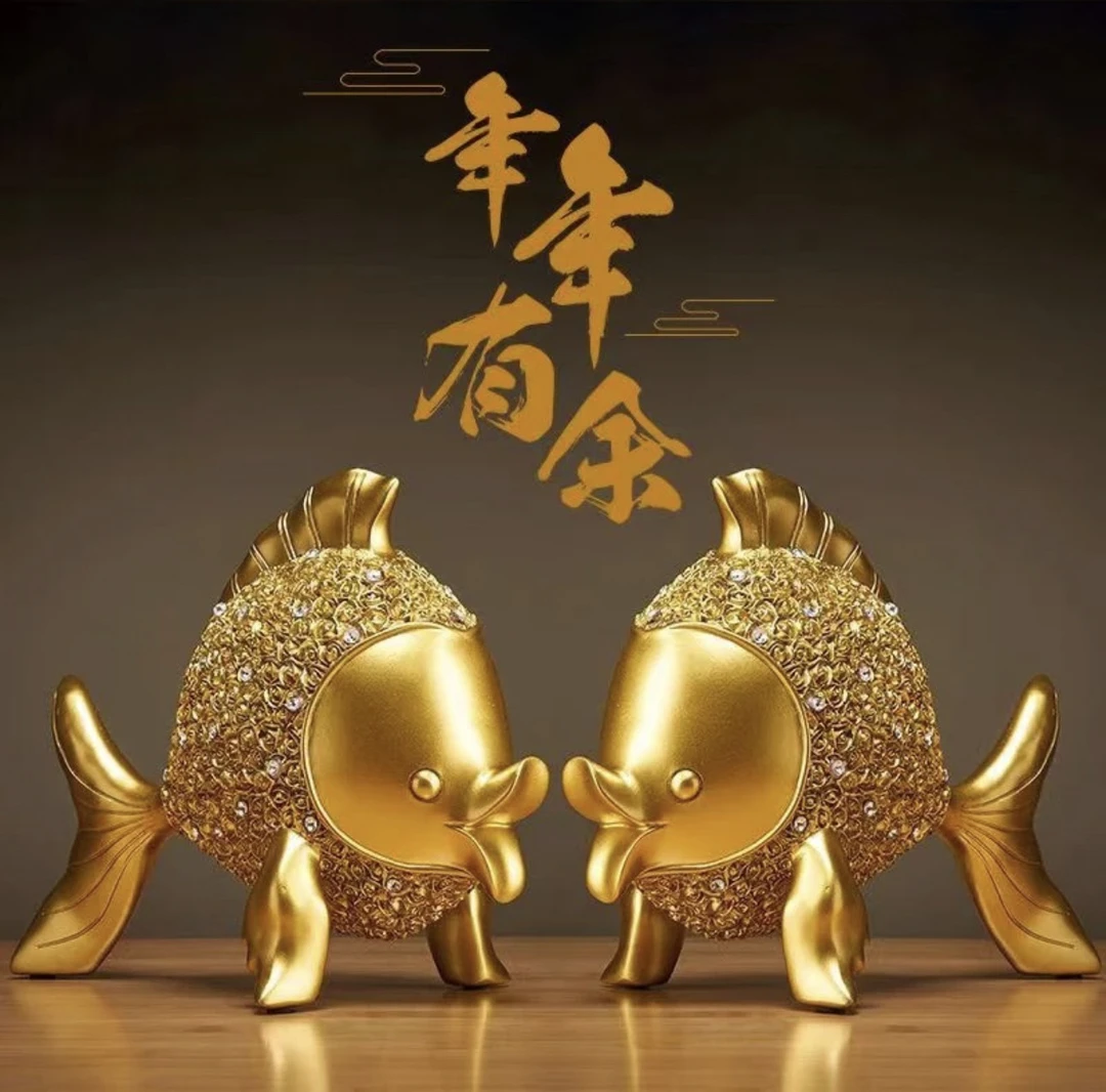 金鱼家居摆件玄关酒柜电视柜摆件乔迁新居送礼