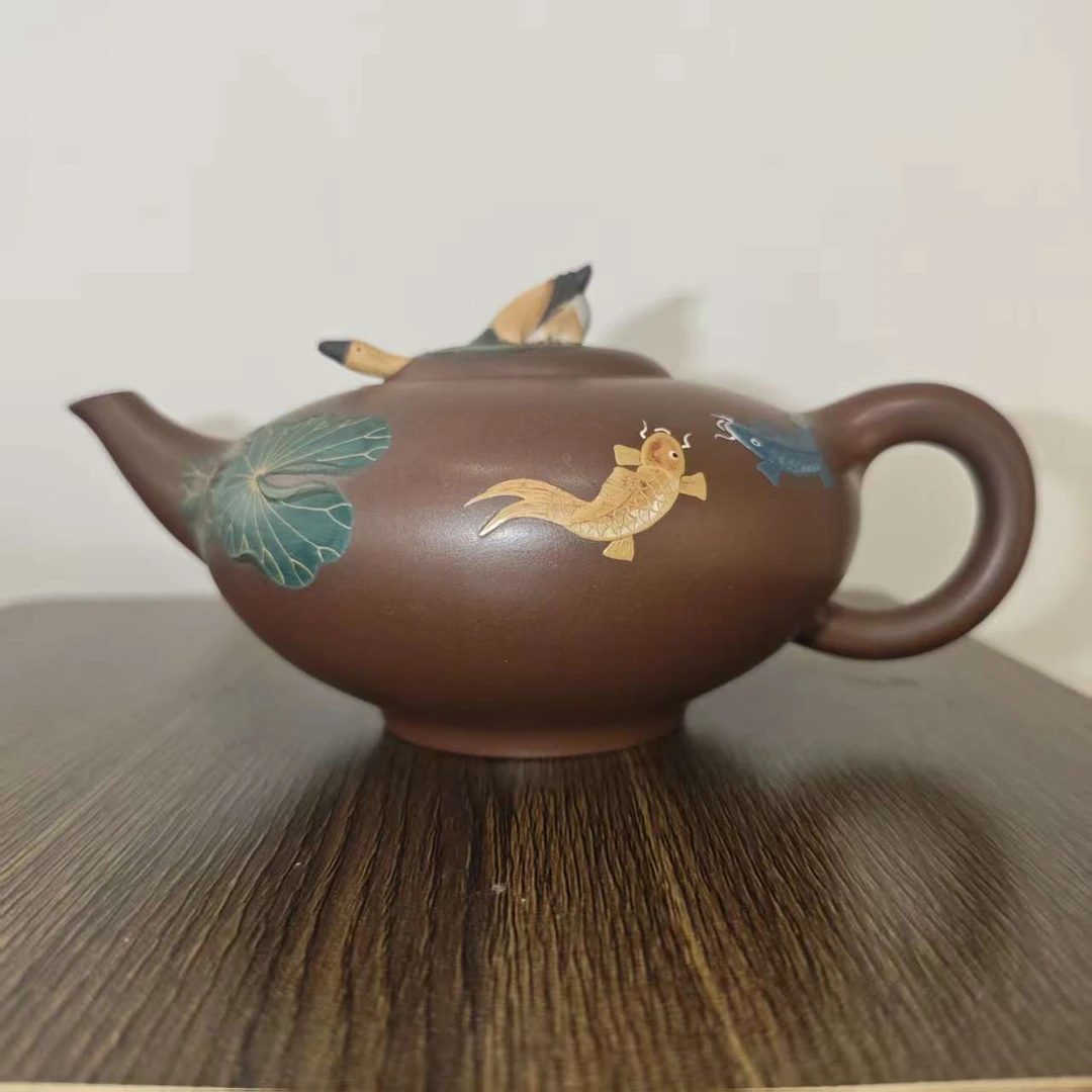 【精品紫砂】-lot018-荷塘野趣-特级紫泥-桑黎兵-450cc