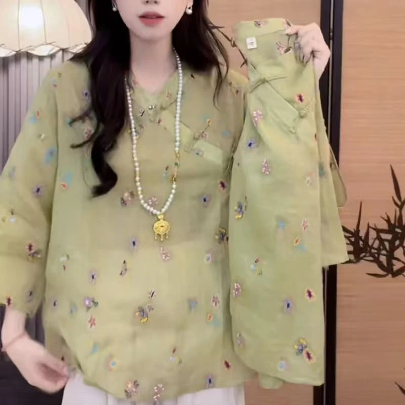 2025新款夏季宽松设计感新中式复古国风小衫文艺绝美上衣