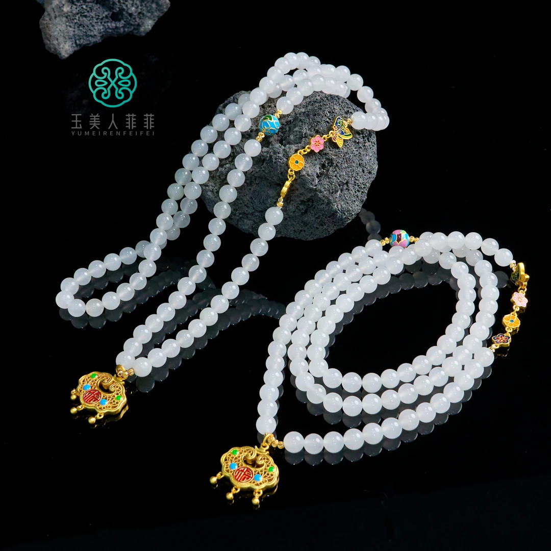 石惑珠宝~金丝玉项链约8mm-多样性发一