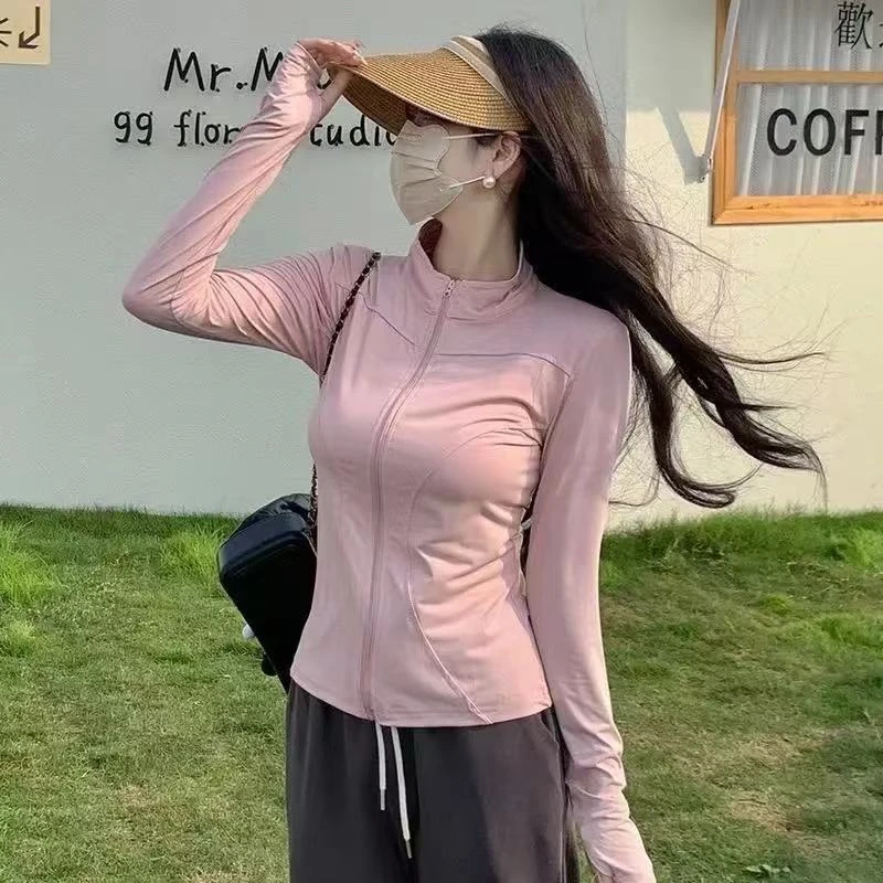 【运费补贴】夏季冰感立领防晒衣薄款修身显瘦瑜伽开衫外套上衣