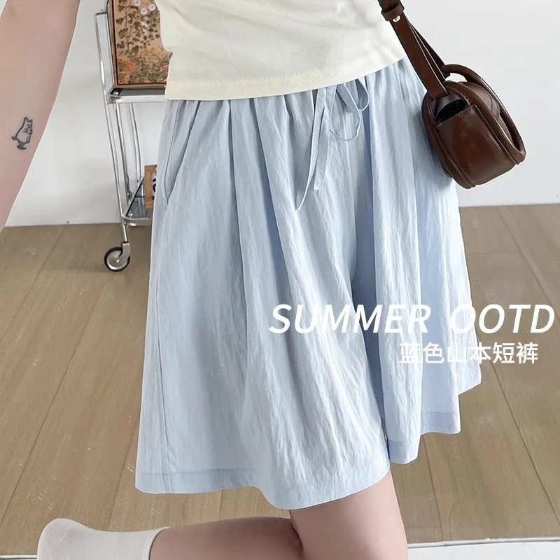 冰丝短裤女2025夏季薄款休闲薄款外穿慵懒风山本裤