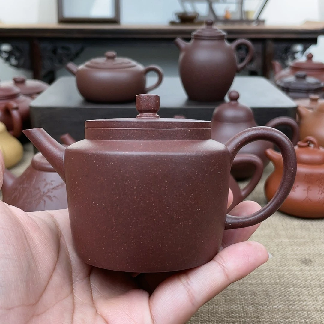 茶壶紫砂折肩宫灯 170cc 原矿底板料紫泥