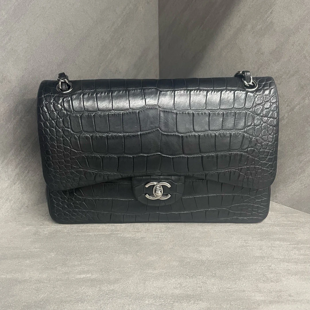 99新 Chanel/香奈儿 Chanel香奈儿绝版限量稀有皮鳄鱼皮cf包 18开