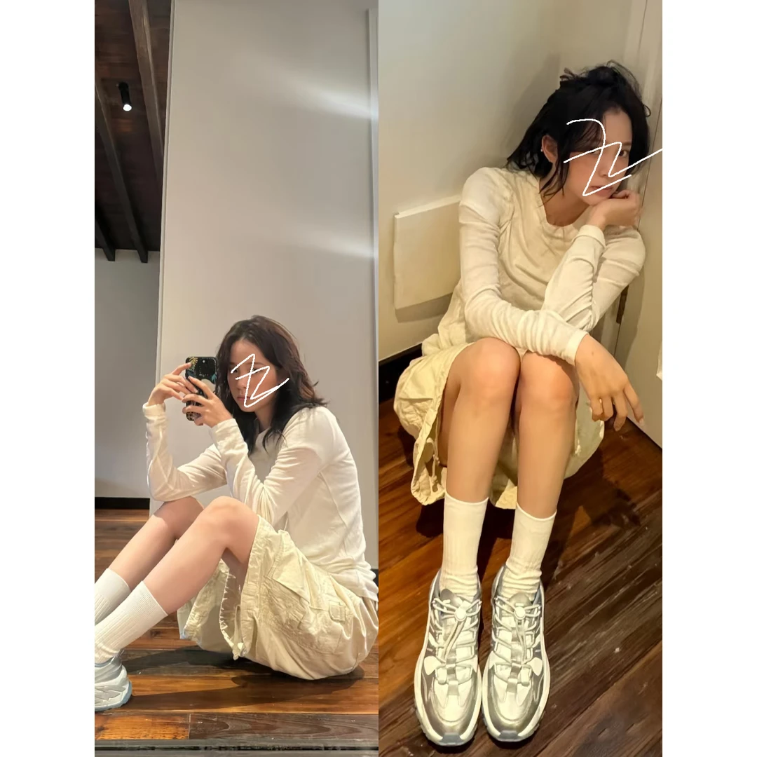 M1159时尚百搭圆领薄款长袖休闲白色T恤 衣长59 款号CF1091