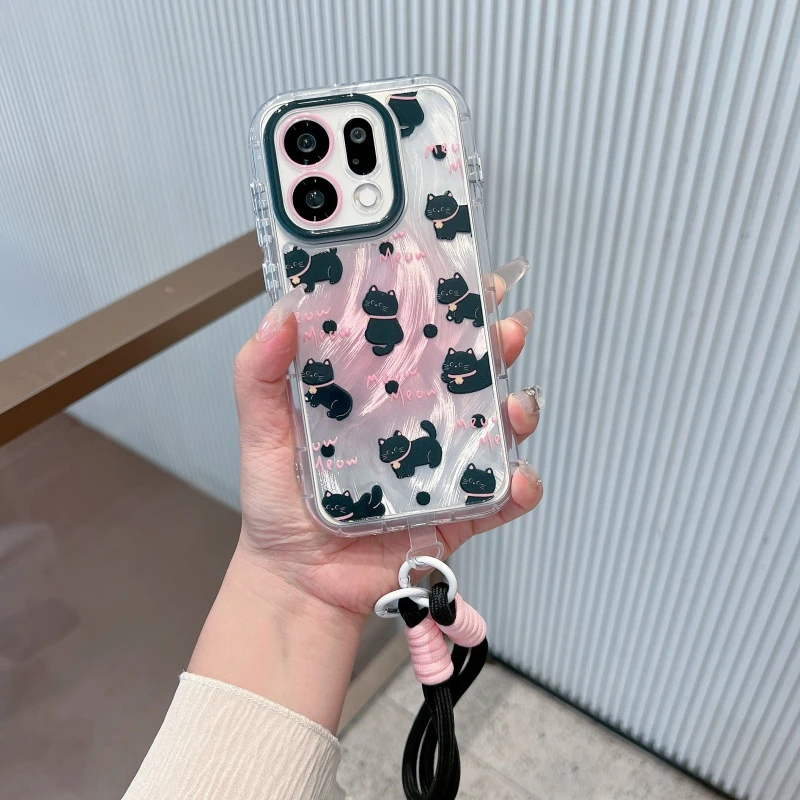 适用于oppofindx9手机壳新款创意羽纱可爱小众卡通猫咪防摔女款x9