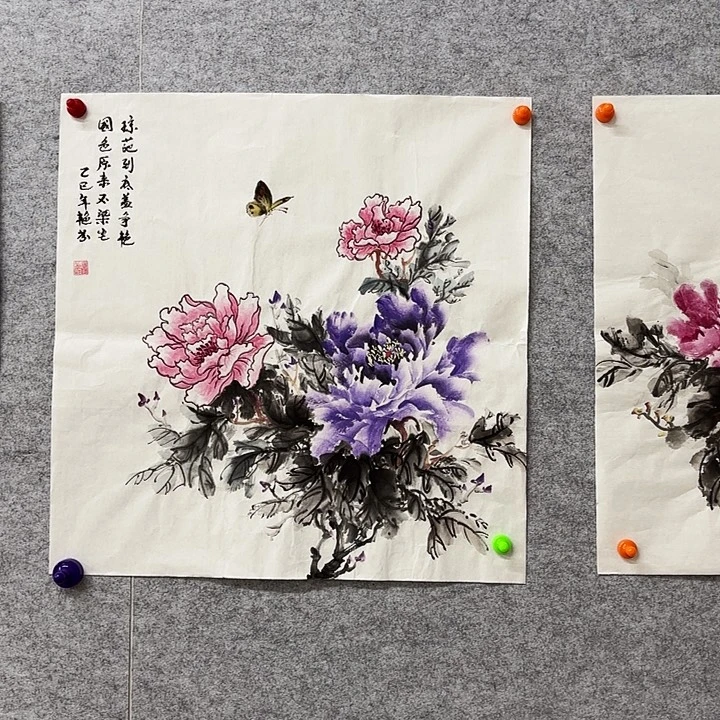 国画花鸟的翅膀和羽毛的